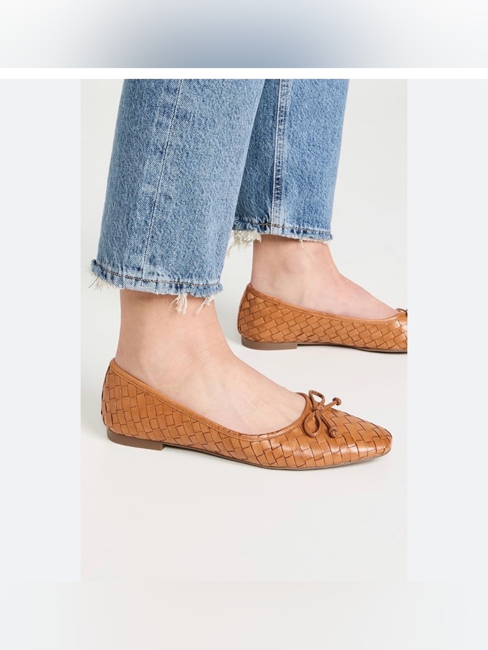 SCHUTZ Arissa Woven Leather Ballet Flats - Cognac Brown 7.5